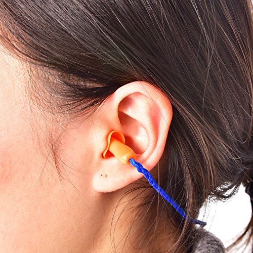 20 Pares de Tapones de Oídos con Cuerda Tapones de Orejas de Silicona Reutilizable Tapones de Ruido de Dormir para Protección de Oídos (Azul)