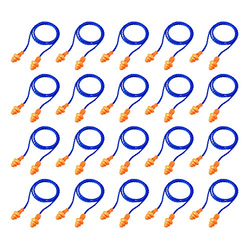20 Pares de Tapones de Oídos con Cuerda Tapones de Orejas de Silicona Reutilizable Tapones de Ruido de Dormir para Protección de Oídos (Azul)