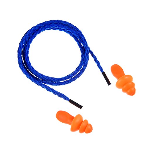 20 Pares de Tapones de Oídos con Cuerda Tapones de Orejas de Silicona Reutilizable Tapones de Ruido de Dormir para Protección de Oídos (Azul)