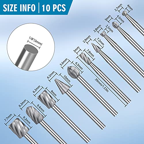 20 piezas Juego de brocas para tallado en madera, HSS accesorios de herramientas rotativas brocas de tallado juego de fresas de carburo para carpintería, tallado, taladrado (vástago de 3 mm)