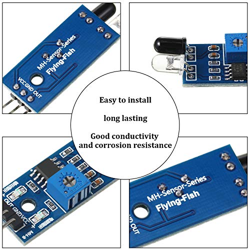 20 Piezas Módulo de Sensor de Evitación de Obstáculos Infrarrojo IR Módulo de Sensor Fotoeléctrico Reflectante de 3 Hilos Compatible con Arduino Smart Car Robot Raspberry Pi 3