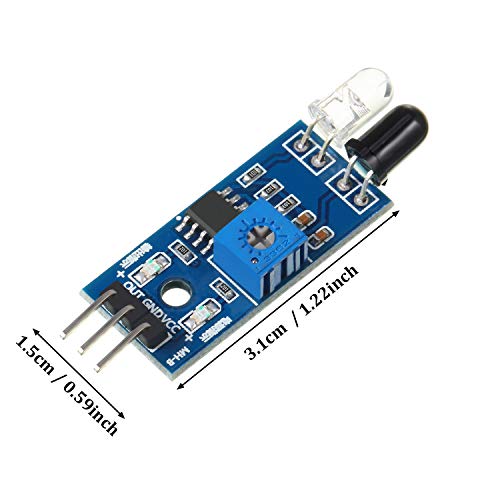 20 Piezas Módulo de Sensor de Evitación de Obstáculos Infrarrojo IR Módulo de Sensor Fotoeléctrico Reflectante de 3 Hilos Compatible con Arduino Smart Car Robot Raspberry Pi 3