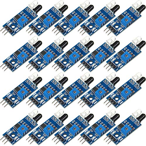 20 Piezas Módulo de Sensor de Evitación de Obstáculos Infrarrojo IR Módulo de Sensor Fotoeléctrico Reflectante de 3 Hilos Compatible con Arduino Smart Car Robot Raspberry Pi 3