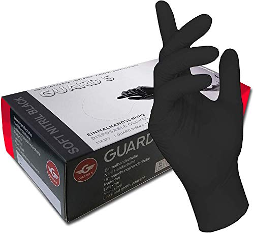 200 Piezas - Guantes Desechables - GUARD 5 - Guantes de nitrilo Negro - Guantes de Cocina Desechables Tatuaje Artista mecánico o médico (Small)