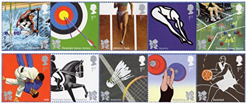 2009 Juegos Olímpicos y Paralímpicos – Londres 2012 – 10 x 1st Class Royal Mail franqueo sellos