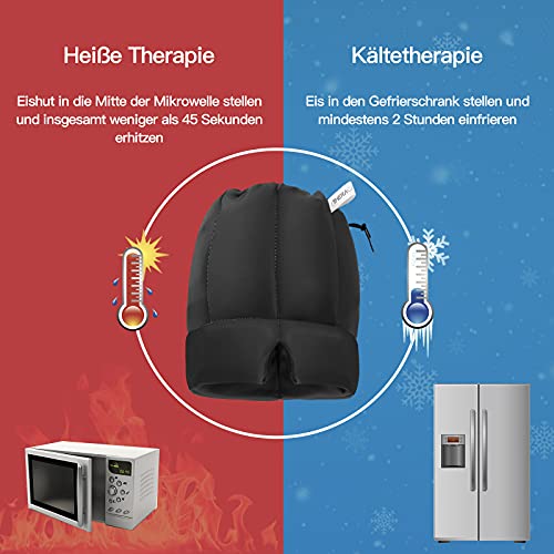 2021 - Gorro refrigerante de gel con 12 acumuladores de frío para migraña, dolor de cabeza (negro)