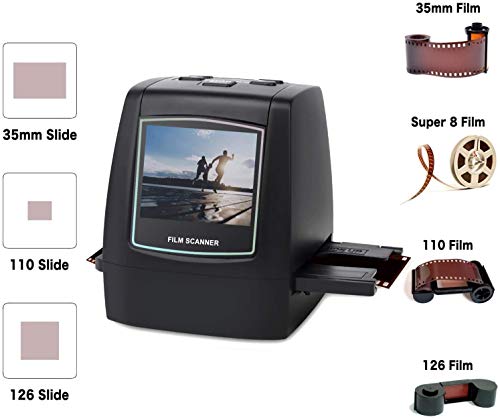 22MP Escáner de Negativos y Diapositivas, Convertidor Digital con 2,4" LCD para 35 mm/Super 8/110/ 126 película