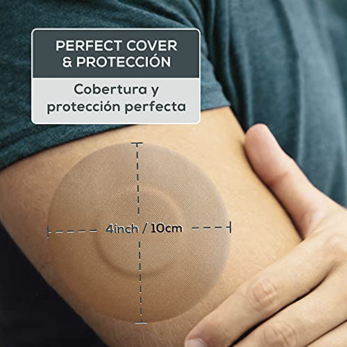 25 Parches Sensor Freestyle Libre 2 & 1 – Protector Sensor Glucosa con CENTRO ANTIADHERENTE – Cubre MIAO MIAO y BUBBLE - Transpirable Elastico Flexible e Impermeable - Talla L (10 cm)