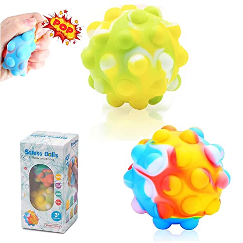 2PCS Anti-Stress Balle Juguete Sensorial,Juguete Alivio del estrés Fidget Ball,Pelotas Sensoriales,Juguete de Silicona para Aliviar el Estrés,Juguetes Antiestrés