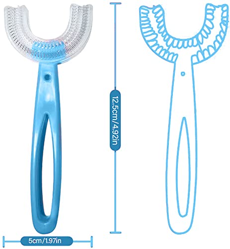 2pcs Cepillo de Dientes para Niños, 360° Cepillo de Dientes de Boca Entera en Forma de U, calidad alimentaria, cabezal de silicona para limpieza de dientes (6-12 años)