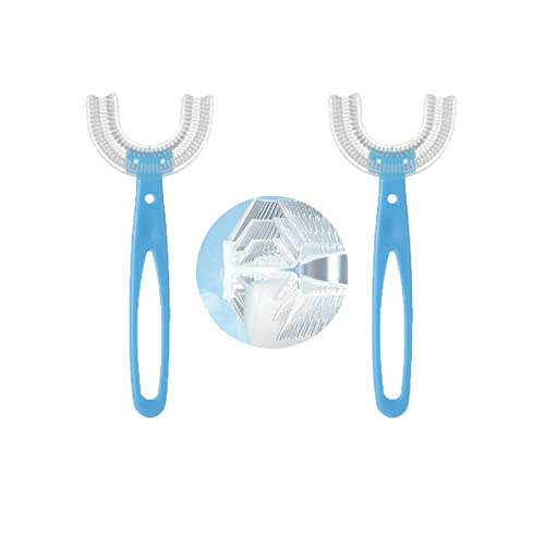 2pcs Cepillo de Dientes para Niños, 360° Cepillo de Dientes de Boca Entera en Forma de U, calidad alimentaria, cabezal de silicona para limpieza de dientes (6-12 años)