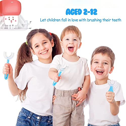 2pcs Cepillo de Dientes para Niños, 360° Cepillo de Dientes de Boca Entera en Forma de U, calidad alimentaria, cabezal de silicona para limpieza de dientes (6-12 años)