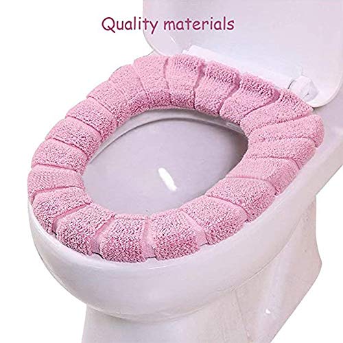 2PCS Cojín de asiento de inodoro, asiento del inodoro Warmer Cushion, las almohadillas de la cubierta del asiento del inodoro elásticas adecuadas para la mayoría de los inodoros familiares tipo O-U