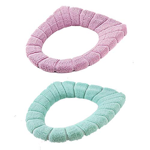 2PCS Cojín de asiento de inodoro, asiento del inodoro Warmer Cushion, las almohadillas de la cubierta del asiento del inodoro elásticas adecuadas para la mayoría de los inodoros familiares tipo O-U