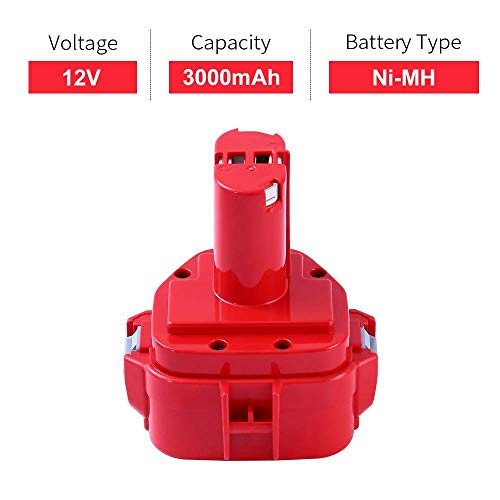 2X PA12 3.0AH Ni-MH Reemplazo para Makita 12V Batería 1220 1222 1233 1234 1235 1235F 192696-2 192698-8 192698-2 192681-5 192698-A 193138-9 193157-5