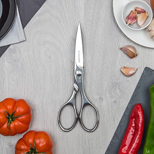 3 Claveles Tijeras Cocina Multiusos, Acero Inoxidable, Brillo, 20 cm