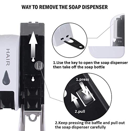 3 Dispensador de JabóN Para Gel de Ducha Champú Acondicionador Montaje en Pared Negro Mate