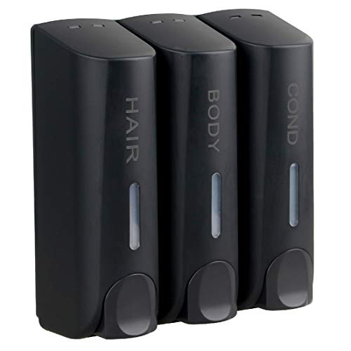 3 Dispensador de JabóN Para Gel de Ducha Champú Acondicionador Montaje en Pared Negro Mate