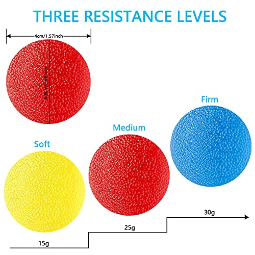 3 Piezas Anti estrés Bolas, Juguetes Antiestrés , Fortalece el Agarre Manual para el Ejercicio con los Dedos [Suave, Medio, Duro], Escalada y Rehabilitación de Manos Artríticas