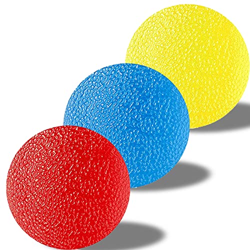 3 Piezas Anti estrés Bolas, Juguetes Antiestrés , Fortalece el Agarre Manual para el Ejercicio con los Dedos [Suave, Medio, Duro], Escalada y Rehabilitación de Manos Artríticas