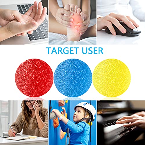 3 Piezas Anti estrés Bolas, Juguetes Antiestrés , Fortalece el Agarre Manual para el Ejercicio con los Dedos [Suave, Medio, Duro], Escalada y Rehabilitación de Manos Artríticas