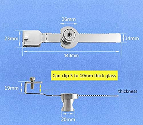 3 Piezas Puertas correderas de Cristal cerradura, Reptile Terrario Vitrina Deslizante de Cristal Puerta Cerradura para gabinete, Cerradura para Puerta Vitrina De Cristal