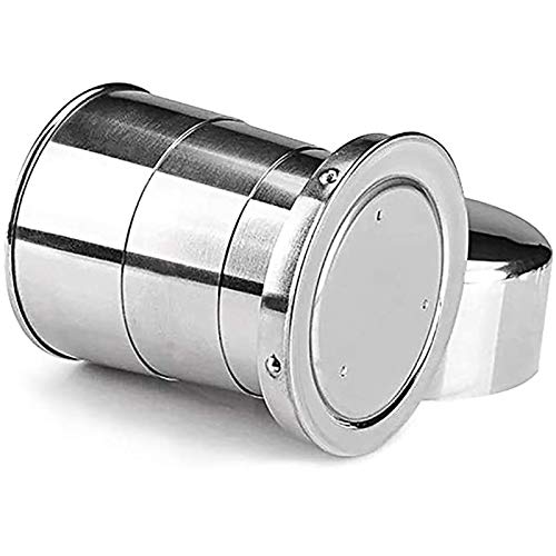 3-Piezas Taza Plegable De Acero Inoxidable, Vaso Plegable Con Llavero, Taza De Agua Telescópica De Metal, Taza de metal para acampar, Adecuada Para Actividades Al Aire Libre y Uso Diario