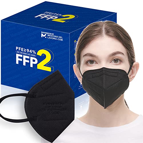 30 Mascarillas FFP2/KN95 Colores Negras Homologadas Certificación CE sin Válvula de 6 Capas, Máscara Protectora de Polvo, Mascarilla de Protección Personal con Filtros de Calidad BFE≥95, 30 Piezas