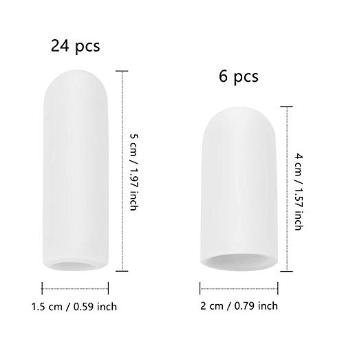 30 Piezas Protectores de Dedos de Gel Cunas de Dedos Tapa Cubierta de Silicona de Dedos Mangas de Gel de Dedos Funda de Dedo para Grietas de Dedos, Disparador de Dedos(Blanco)