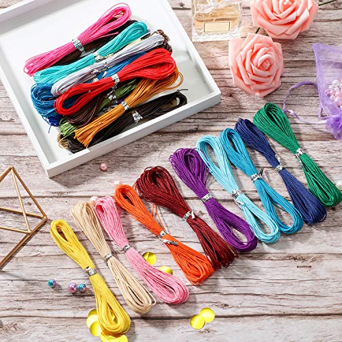 328 Yardas 30 Colores 1 MM Cordón de Hilo de Poliéster Encerado Hilo de Pulsera de Macramé para Fabricación de Joyas Cables de Bricolaje, 10 M Cada Color