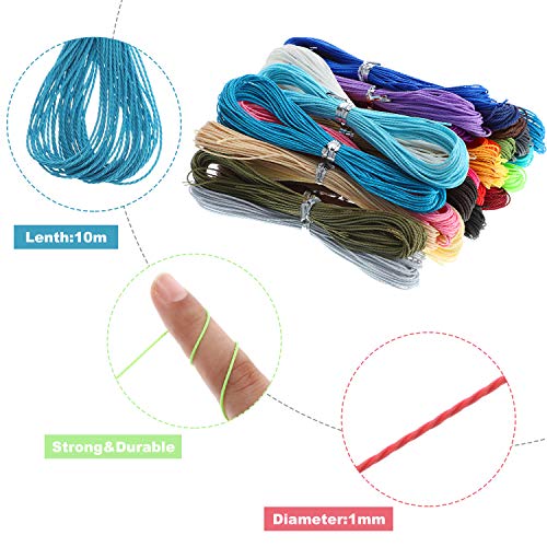 328 Yardas 30 Colores 1 MM Cordón de Hilo de Poliéster Encerado Hilo de Pulsera de Macramé para Fabricación de Joyas Cables de Bricolaje, 10 M Cada Color