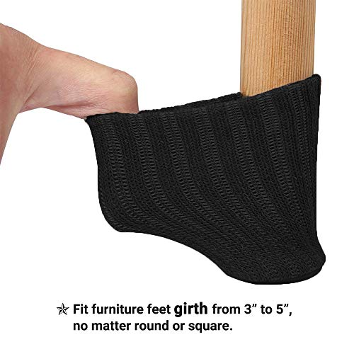 32Pcs Calcetines para Patas de Silla con Almohadillas de Fieltro, AUHOTA Elásticos Protectores de Patas de Madera Gruesa, Muebles Tapa de Cubre-Antideslizante&Antiarañazos (Negro)