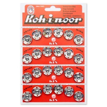 36 Botones Automáticos. Corchete Kohinoor. Botón automático metálico color Negro. Snap fasteners automático metálico color Negro. T1/2 (7,5 mm)