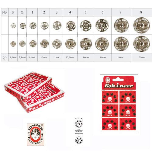 36 Botones Automáticos. Corchete Kohinoor. Botón automático metálico color Negro. Snap fasteners automático metálico color Negro. T1/2 (7,5 mm)