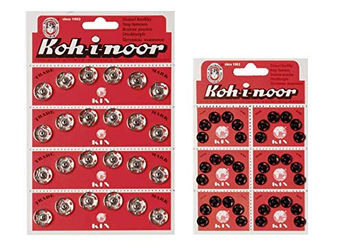 36 Botones Automáticos. Corchete Kohinoor. Botón automático metálico color Negro. Snap fasteners automático metálico color Negro. T1/2 (7,5 mm)