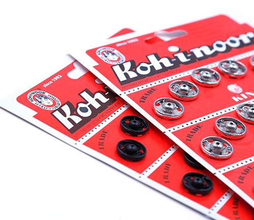 36 Botones Automáticos. Corchete Kohinoor. Botón automático metálico color Negro. Snap fasteners automático metálico color Negro. T1/2 (7,5 mm)