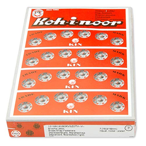 36 Botones Automáticos. Corchete Kohinoor. Botón automático metálico color Negro. Snap fasteners automático metálico color Negro. T1/2 (7,5 mm)