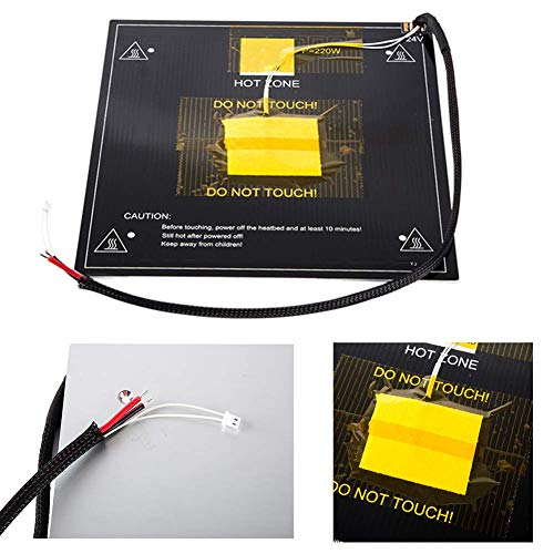 3D Impresora Caliente Cama Placa Pieza de Repuesto, Dc 24V Aluminio Heatbed Caliente Cama Plataforma con Calefacción Cama Cable Línea para Ender 3 / Ender 3 pro 3D Impresoras - 235x235mm