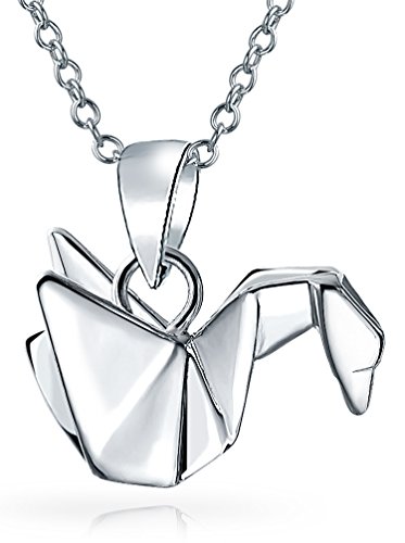 3D La Plata Esterlina 925 Geométrica Grúa Origami Swan Colgante Collar De Aves Para La Mujer Adolescente