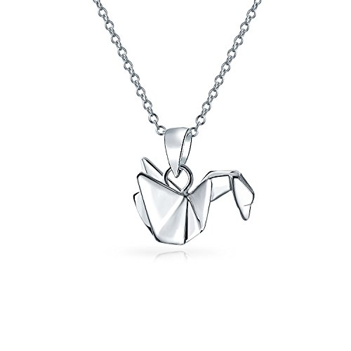 3D La Plata Esterlina 925 Geométrica Grúa Origami Swan Colgante Collar De Aves Para La Mujer Adolescente