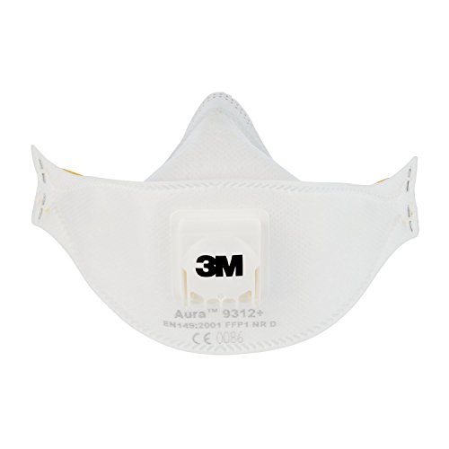 3M Aura 9312+SP Mascarilla autofiltrante para partículas FFP1 con válvula (5 pack), Certificado de seguridad EN