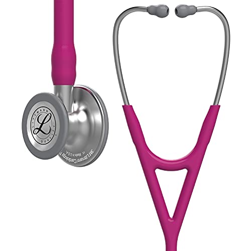 3M Littmann Cardiology IV Fonendoscopio diagnóstico, campana de acabado estándar, tubo color Frambuesa y vástago y auricular de Acero Inoxidable, 69 cm, 6158