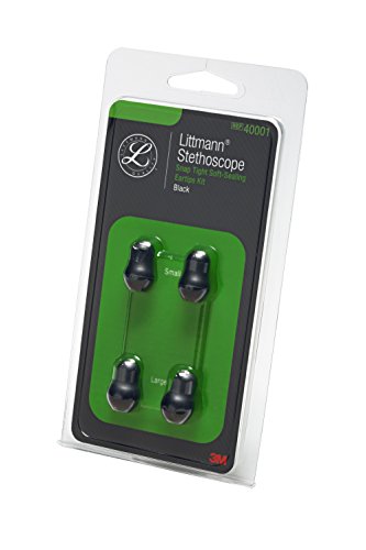 3M Littmann Kit de piezas de repuesto para fonendoscopios, Olivas superblandas de colocación a presión, Negras, grandes y pequeñas, 40001
