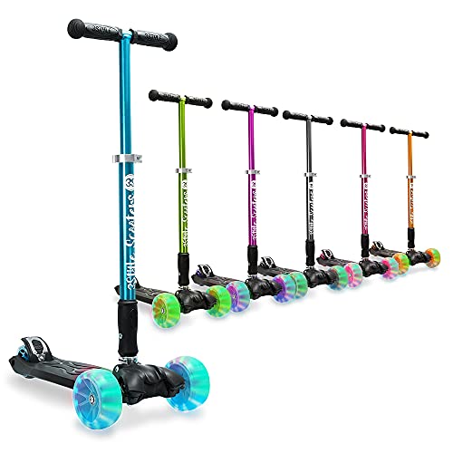 3StyleScooters® RGS-3 Patinete Scooter Tres Ruedas para Niños Mayores Niños de 7 Años o Más con Luces LED en Ruedas de 5cm, Diseño Plegable, Manillar Ajustable (Azul, 7 Años y Más)