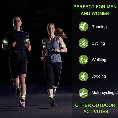 4 Bandas Reflectantes Bandas de Reflector de Alta Visibilidad Pulsera de Cinta de Correa Reflectante Tren de Rodaje Reflectante para Mujer Hombre Correr Ciclismo Caminar Brazo Muñeca Tobillo Pierna