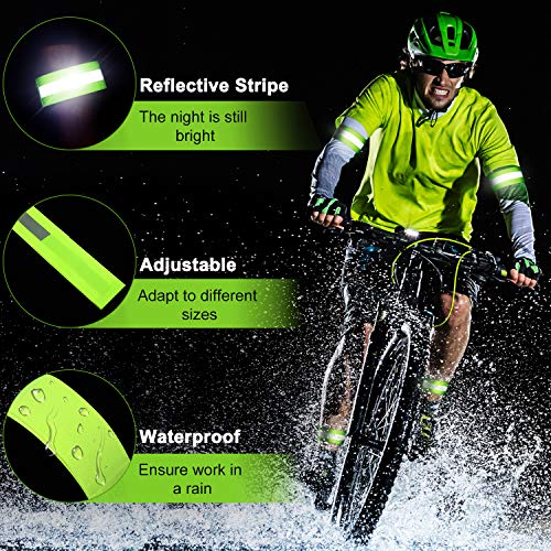 4 Bandas Reflectantes Bandas de Reflector de Alta Visibilidad Pulsera de Cinta de Correa Reflectante Tren de Rodaje Reflectante para Mujer Hombre Correr Ciclismo Caminar Brazo Muñeca Tobillo Pierna