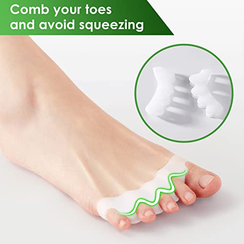 4 Par Separador Dedos Pie, Gullnest Corrector para Dedos Toe Hallux Valgus, 0% BPA Silicona Gel Mejorada, un Tamaño Adecuado para todos, hallux valgus