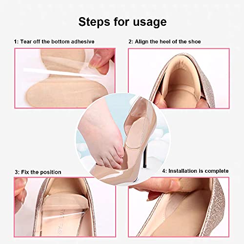 4 pares de plantillas de zapatos para mujer, plantillas autoadhesivas de gel para zapatos de mujer, adecuadas para todos los zapatos nuevos, protección del talón y amortiguación.