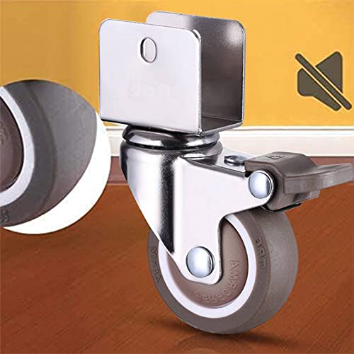 4 ruedas para muebles con soporte en forma de U, con tornillos para ruedas de servicio pesado Ruedas giratorias Ruedas de goma, para pisos duros/parquet/o piso de piedra (25mm / 1in)…