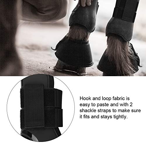 4 Uds Protector de pierna de caballo elástico botas de pierna trasera delantera de caballo botas de montar a caballo tendón Fetlock botas Pony protección de pierna con absorción de impactos(M-negro)